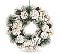 COM-FOUR® door wreath for Christmas, white advent wreath with cones | decorative wreath - Christmas decoration - table wreath