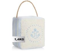 COM-FOUR® Doorstop with Handle, Heavy Door Holder, Functional Home Accessory, Stopper for Windows and Doors, Ideal for drafts (Angular - Light Blue + Beige)