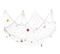 COM-FOUR® fishing net with shells 150 x 150 cm - for decoration - photo net for hanging - maritime wall decoration - sea decoration (001 pieces - net)