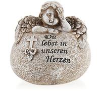 com-four® grave decoration in heart shape with angel, memorial stone