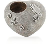 COM-FOUR® grave decoration with candle holder, roses and praying hands
