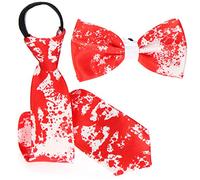 com-four® Halloween Tie & Bow Tie - Tie and Bow Tie in Blood Design - Halloween Costume unisex - Costume for Halloween, Carnival and theme parties