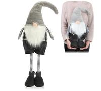 com-four® Large XXL gnome with telescopic legs - handmade, wintery standing figure in Scandinavian style for festive Christmas decoration - cute extendable dwarf - winter decoration