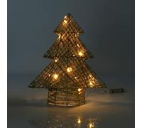 com-four® LED Christmas tree decoration - Christmas tree decoration with LED and timer - Christmas tree stand with warm white light (01 piece - tree - 32cm - timer)