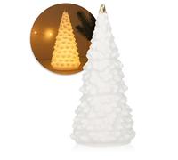 COM-FOUR® LED Christmas tree made of porcelain - battery-operated Christmas tree - white glossy decorative Christmas tree for winter and Christmas decoration - stylish room decoration (Tree - 15.5cm)