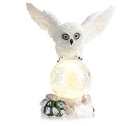 com-four® LED figure owl with glass ball - LED lighting to stand with timer function - decorative Christmas figure (Owl with glass ball)