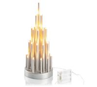 com-four® LED Mood Light Pyramid, Candle Bridge with 33 Warm White LEDs and Timer, Decorative Arch for windowsills and Tables, Battery-Powered Light Arch (1 Piece - Modern)