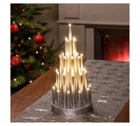 com-four® LED Mood Light Pyramid with 33 Warm-White LEDs with Timer Function for The windowsill, as a Table Decoration for a Cozy Atmosphere (01 Pieces - 33 LEDs in Silver Color)