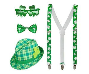 com-four® Leprechaun, Kobold Costumes - St. Patrick's Day - Outfits and Accessories for the green, Irish Festival - for Mardi Gras, Shrovetide, Carnival, Parade, Motto, Irish Pub (04 pieces - Set01)