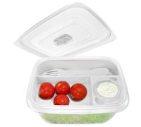 com-four® Lunch box in white with cutlery and sauce container - Bento box for work, school, university and travel - Dishwasher-safe lunch box (01 piece - white - 19 cm)