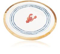 com-four® Maritime Mango Wood Tray, Flat Design with sea Life Print