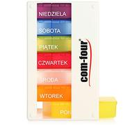 COM-FOUR® Medication Dispenser in Polish - Medication Box for 7 Days - 3 compartments - Pill Box - Pill Box - Tablet Box - Weekly Dispenser for Storage [Polish] (White)
