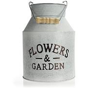 com-four® metal flowerpot - milk can planter - plant pot for indoor and outdoor use - vintage flower pot - decorative pot for standing and hanging - country house style (Milk jug - 1 piece)