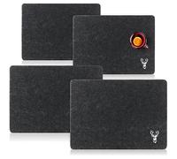 COM-FOUR Placemat 4-piece, Modern Felt, Black, Deer Design, Versatile Tableware Mat