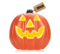 com-four® Pumpkin with LED Light & Timer (6h on/18h Off), XXL Halloween | large plastic pumpkin with scary face