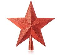 COM-FOUR® red Christmas tree topper in star shape - red star for the Christmas tree topper - decorated Christmas tree decoration - traditional Christmas tree decoration made of plastic