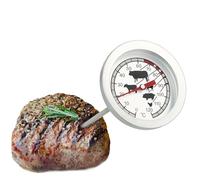 com-four® Roasting thermometer made of stainless steel - Analog meat thermometer up to 120 ° C - Barbecue thermometer - Meat needle - 10 cm (001 piece)