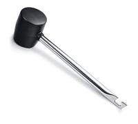com-four® rubber hammer with peg extractor - soft-faced hammer with metal shaft - peg hammer for camping and crafts - dampened soft impact hammer (01 piece - with hook handle)