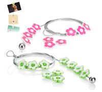 com-four® Set of 2 Photo Wire Ropes with 20 Magnets, 2 Meter Metal line for Hanging Photos, Postcards and Notes, wall Decoration Display (2x/20 Green. Pink)