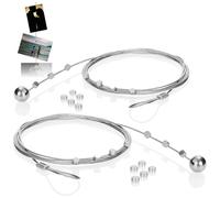 com-four® Set of 2 Photo Wire Ropes with 24 Magnets, 2 Meter Metal line for Hanging Photos, Postcards and Notes, wall Decoration Display (2x/24 Silver-Colored)