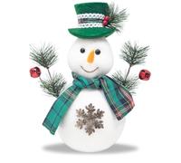 com-four® snowman figure size L, sweet Christmas decoration, ideal as a table decoration for Advent, beautiful decoration figure for inside (green-white - L)