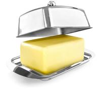 COM-FOUR® Stainless Steel Butter Dish, Large Stainless Steel Butter Dish