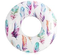 com-four® swimming ring with feather motif - colorful swimming ring - inflatable swimming ring for pool, outdoor pool, lake or beach - swimming aid (01 piece - feathers)