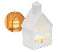 COM-FOUR® tea light house made of porcelain, house made of matt porcelain