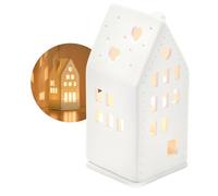 COM-FOUR® tea light house made of porcelain - house made of matt porcelain with tea light base - light house - stylish room decoration in the shape of a house (14 cm)