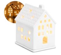 COM-FOUR® tea light house made of porcelain - house made of matt porcelain with tea light base - light house - stylish room decoration in the shape of a house (13.5 cm)