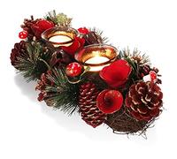 COM-FOUR® tealight holder, decorative candle holder for Christmas | candle holder with natural materials - handcraft