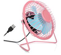com-four® USB table fan, quiet mini fan for office and desk, cool standing fan in summery, happy colors