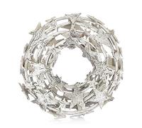 COM-FOUR® vine wreath with stars, decorative table wreath made of branches