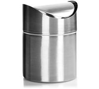 com-four® waste bin with swing lid, elegant table waste bin made of stainless steel, compact cosmetic bin for the bathroom, kitchen waste bin (silver-colored - stainless steel)