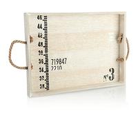 com-four® Wooden serving tray - Vintage wooden tray with cord handles - Large decorative tray with charming rustic look (1 piece - white - 39x29cm)