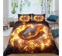 Com4table 3D Print Microfiber Fire serpent Bed Quilt Cover Easy Care Bedding Pillowcases Fantasy mythical creature Duvet Cover All Season Breathable Washable Kids Teens Boys Girls King(220x240cm)