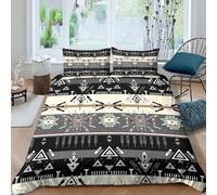 Com4table 3D Print Microfiber tribal patterns Bed Quilt Cover Easy Care Bedding Pillowcases ethnic geometric design Duvet Cover All Season Breathable Washable Kids Teens Boys Girls Single(135x200cm)
