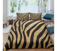 Com4table 3D Print Microfiber ZebraPattern Bed Quilt Cover Easy Care Bedding Set w/ Pillowcases LuxuryAnimalStyle Duvet Cover All Season Breathable Washable Kids Teens Boys Girls Single（135x200cm）