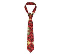 COMAAM Beautiful Red Poppy Flower Men'S Silk Tie Men'S Suit Tie Fashion Print Tie Men'S Regular Tie Wedding Tie Solid Color Tie