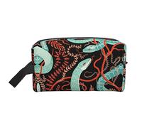 COMAAM Blue Polynesian Maori Tribal Pattern Portable Large Capacity Travel Wash Storage Bag For Cosmetics And Wash Supplies, Snake And Flower, One Size