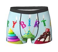 COMAAM Colorful Happy Birthday Cupcakes Men'S Boxer Shorts (Multi-Faceted) Men'S Elastic Boxer Shorts Leggings Underpants, Black, M