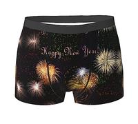 COMAAM Happy New Year Men'S Boxer Shorts (Multi-Faceted) Men'S Elastic Boxer Shorts Leggings Underpants, Black, L