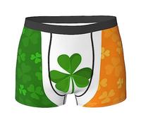 COMAAM Irish Flag Men'S Boxer Shorts (Multi-Faceted) Men'S Elastic Boxer Shorts Leggings Underpants, Black, M
