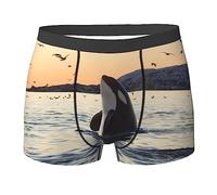 COMAAM Killer Whale Men'S Boxer Shorts (Multi-Faceted) Men'S Elastic Boxer Shorts Leggings Underpants, Black, XL