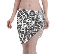 COMAAM Lavender Stamp Women's Beach Short Wrap Skirt Beach Sunscreen Shawl Chiffon Swimwear, Mayan Calendar End of the World, One Size