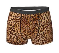 COMAAM Leopard Print Men'S Boxer Shorts (Multi-Faceted) Men'S Elastic Boxer Shorts Leggings Underpants, Black, L