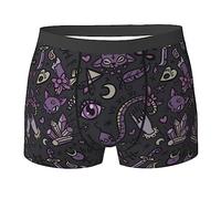 COMAAM Purple Black Goth Spooky Men'S Boxer Shorts (Multi-Faceted) Men'S Elastic Boxer Shorts Leggings Underpants, Black, L