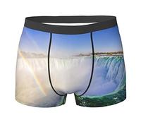 COMAAM Waterfall And Rainbow Men'S Boxer Shorts (Multi-Faceted) Men'S Elastic Boxer Shorts Leggings Underpants, Black, S