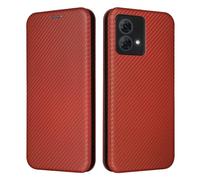 COMAKU Case for Motorola Moto G84, Carbon fiber Flip Wallet Phone Case Cover, Magnetic closure，Shock proof phone cover -Brown