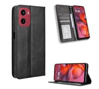 COMAKU Compatible with Motorola Moto e15 Case Leather - Flip Cover Protection magnetic Phone Case wallet with Card Holder - Black